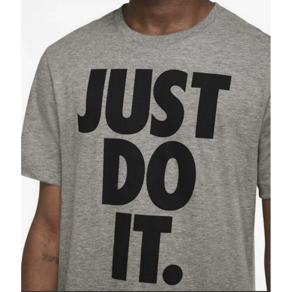Nike Men's Sportswear Just Do It Logo Tee Shirt DC5090-320 Grey / Black M NWT